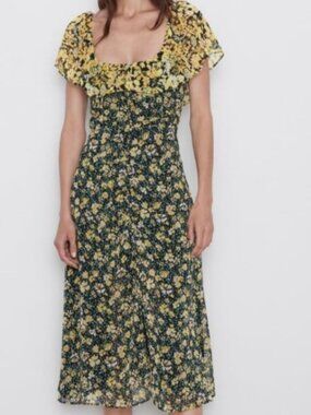 Zara Woman Floral Midi Dress